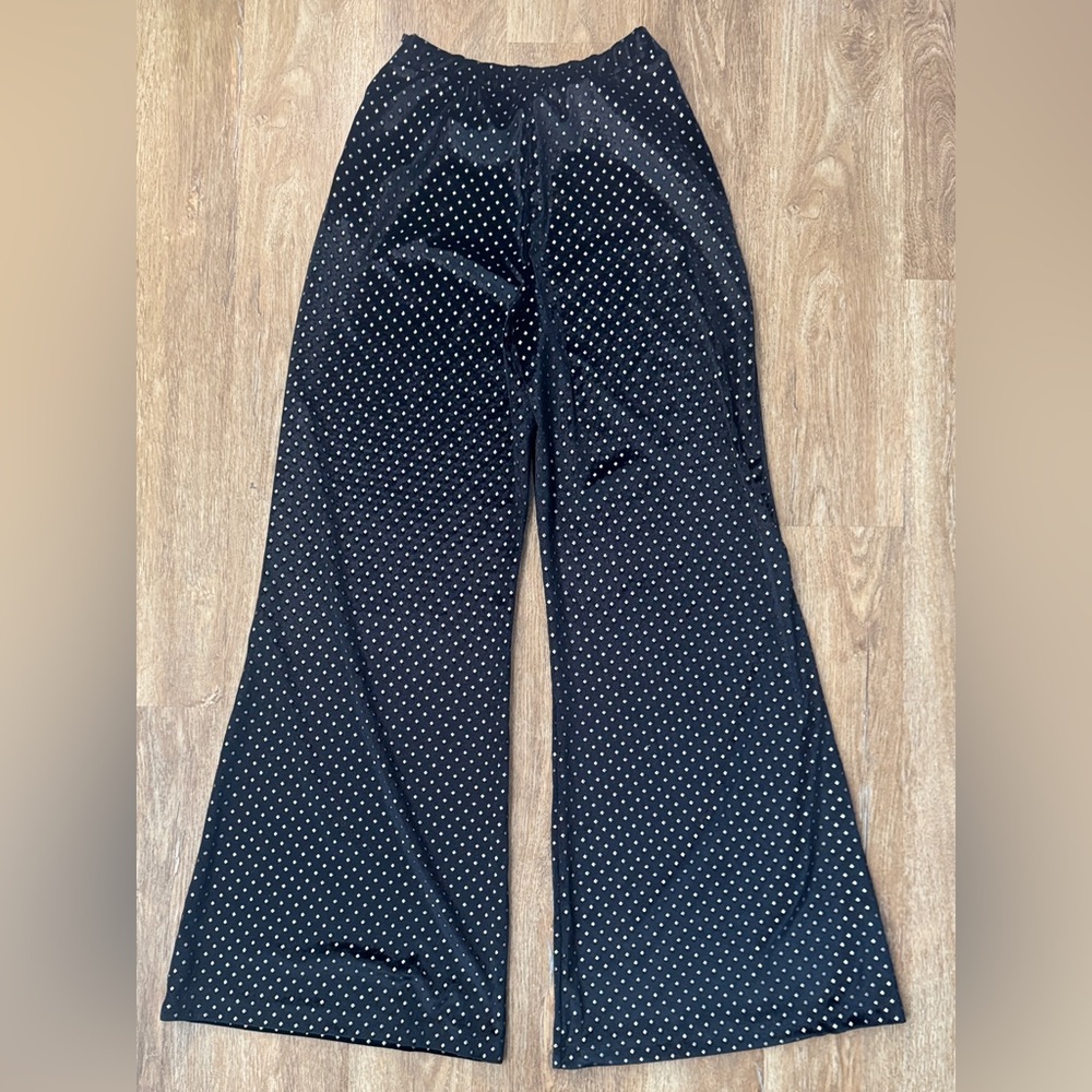 Show Me Your Mumu Pants Womens Small Studded Velvet Wide Leg High Rise Black - Picture 10 of 10